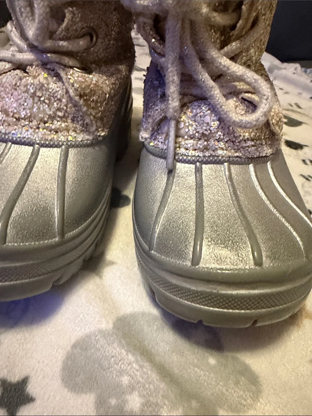 Kids London Fog Glitter Faux-Fur Winter Boots - Silver